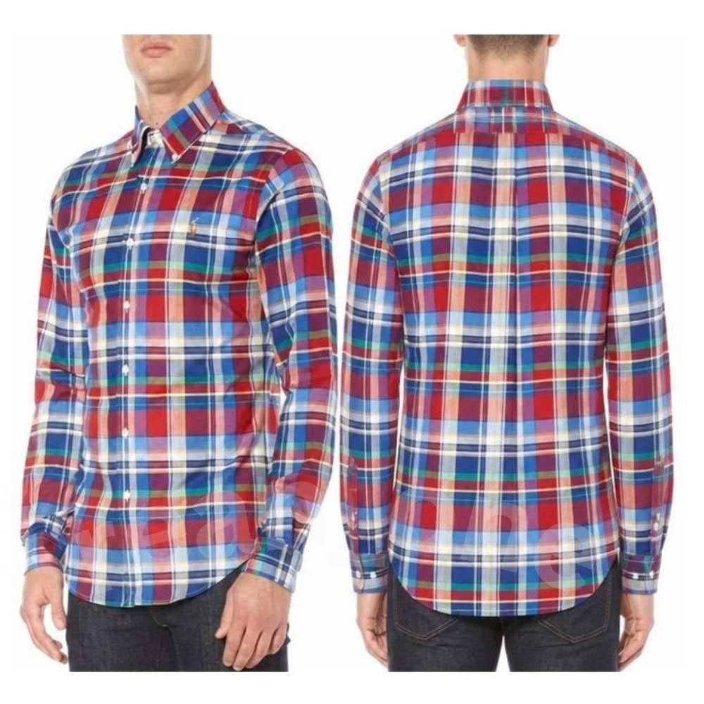 Ralph Lauren Men's Red/Multicolor Plaid Button-Up Long Sleeve Shirt Size XL/TG - Picture 1 of 16